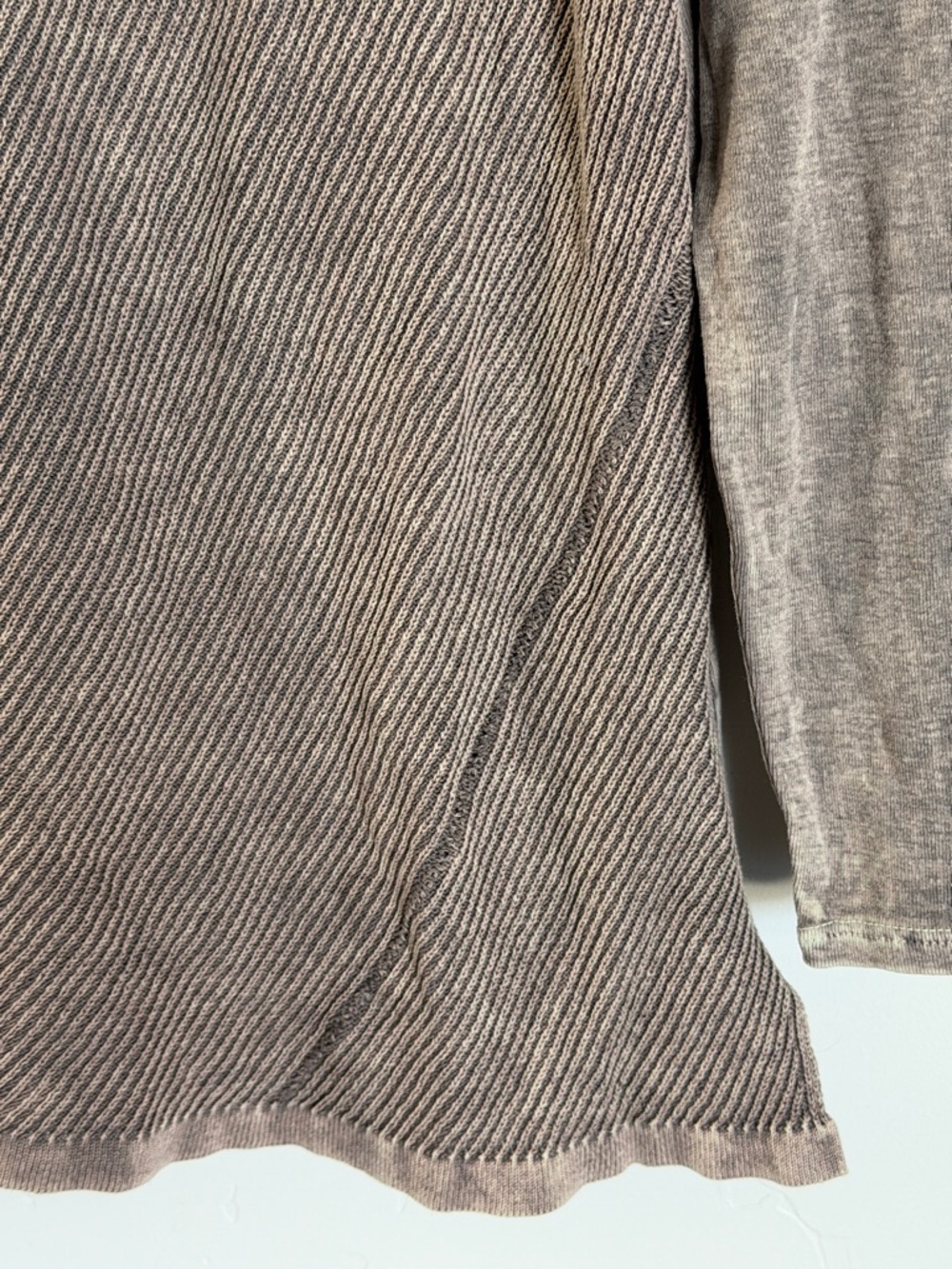 M. Rena Washed Taupe Ribbed Long Sleeve Tee - Picture 3 of 6
